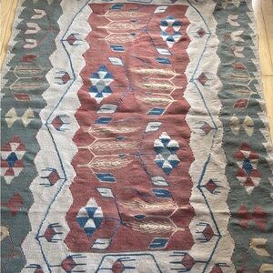 Kilim Rug Antique from Scotland Antique Wheat weaving 45 inches x 67 inches